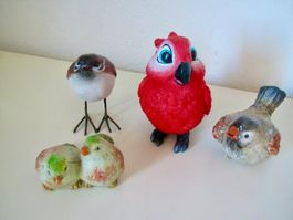 4 OISEAUX CERAMIQUE ET POLYRESINE NEUFS
