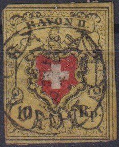 Tutti i francobolli: +++Rayon 16II, E-RO, Type 40, Ortsstempel RAGAZ+++ – Usato da Samnaun-Compatsch venduto da Muckimu