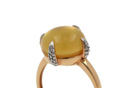 Citrin Ring mit 4 Brillanten in 18K Rosegold *S314