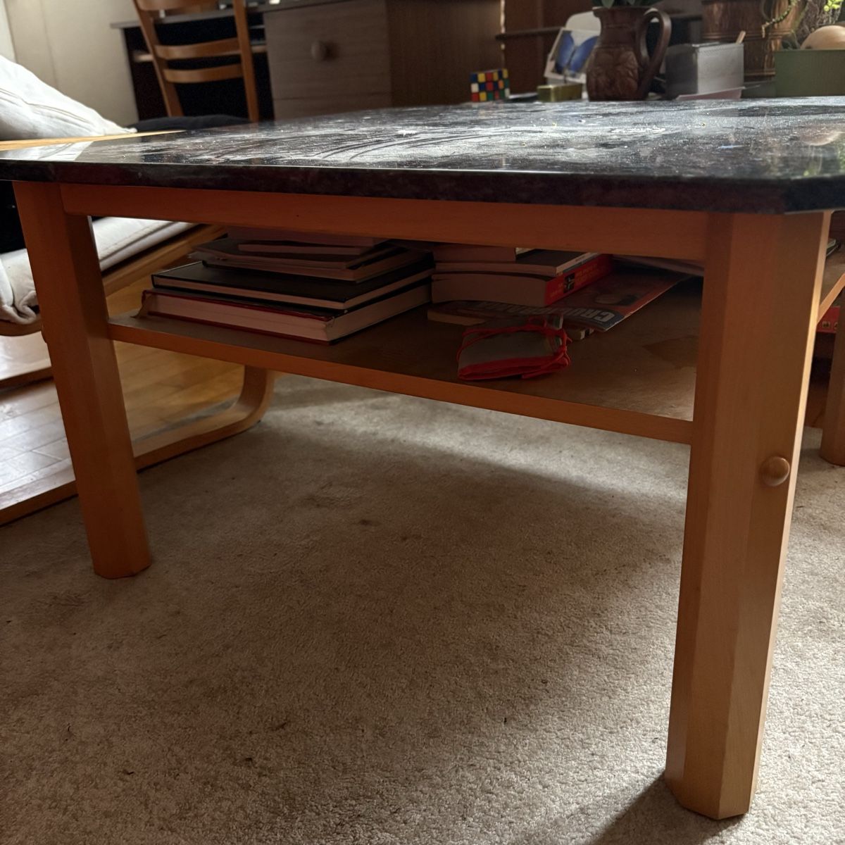 Tavoli: Table basse en bois et pierre – Nuovo (secondo la descrizione) da Moudon venduto da TigerrrEye 1