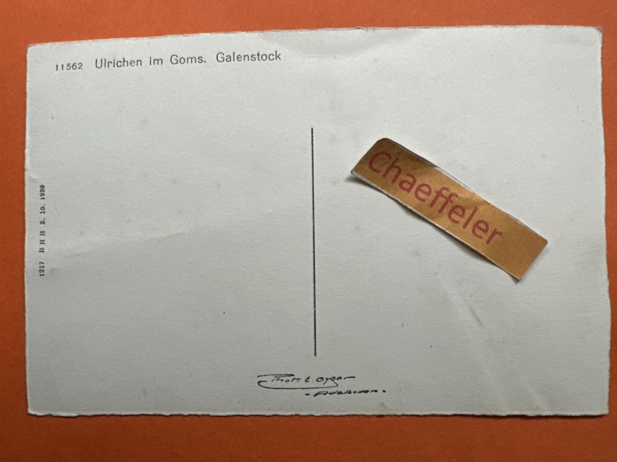 Ansichtskarten: 11562 Ulrichen im Coms. Galgenstock – Gebraucht aus Zürich von Chaeffeler 1