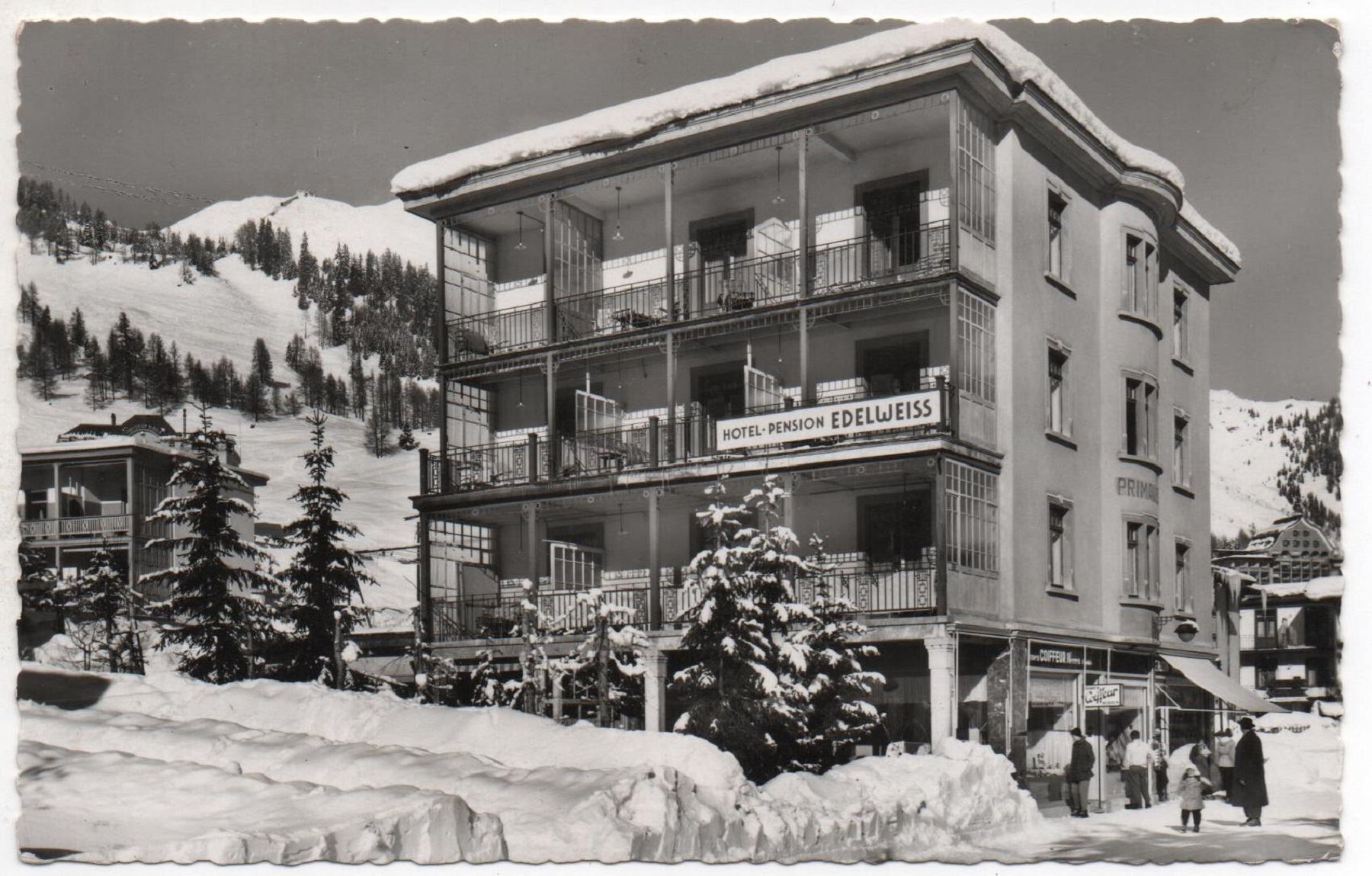 Cartoline postali: DAVOS Hotel Penison Edelweiss - Coiffeur – Usato da Jona venduto da philajona