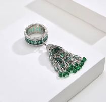 Tassel 925 Silver Ring With  Green Zircon
