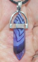 Halskette Y-566 – Säule – Lila Streifen Onyx – 35x8mm