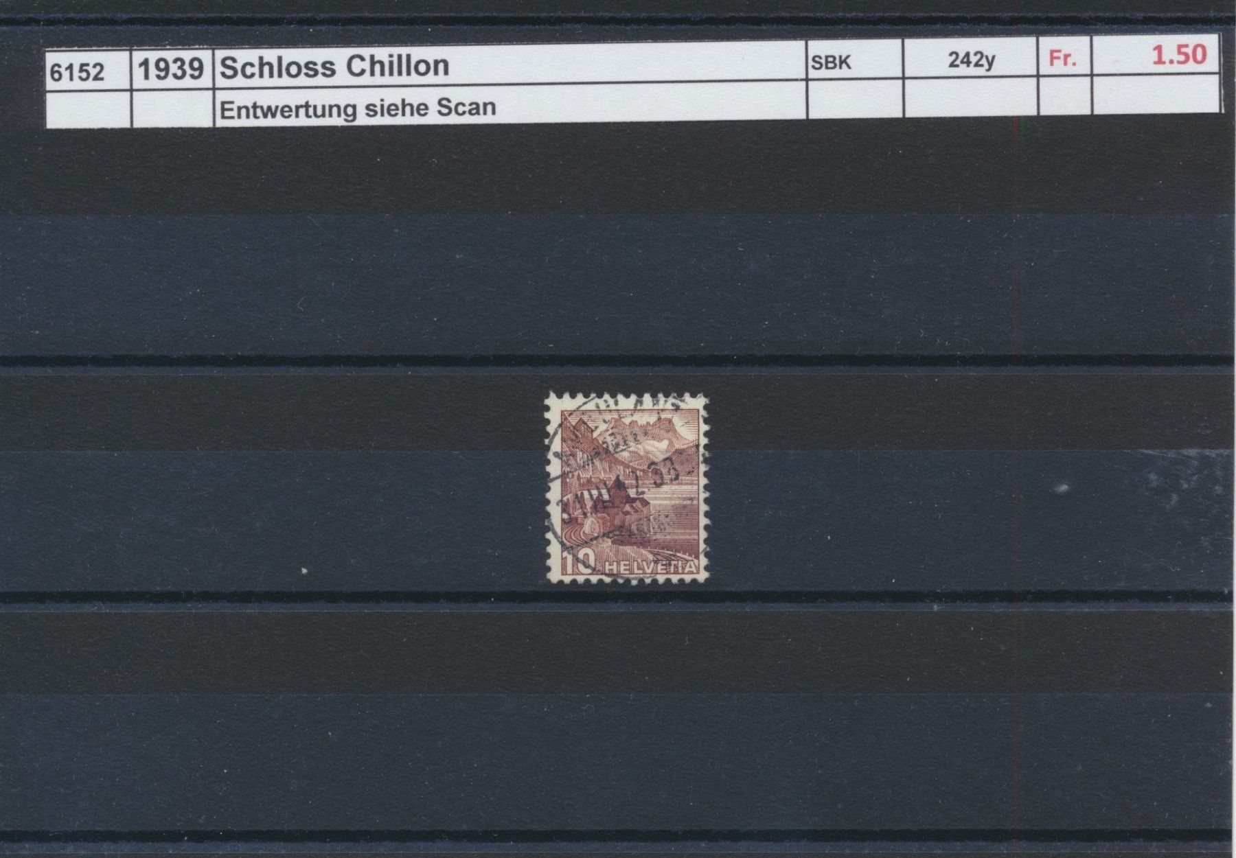 Alle Briefmarken: 1939 "Schloss Chillon - 10 Rp.", gestempelt – Gebraucht aus Winterthur von Zupogeru