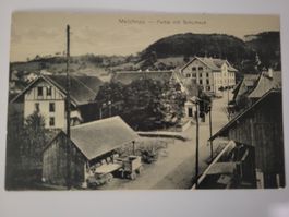 Alte Ansichtskarte Meichnau mit Schulhaus, gute Erhaltung
