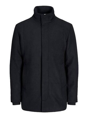 Jack & Jones FISCHGRÄTMUSTER Jacke Mantel Schwarz / Black L