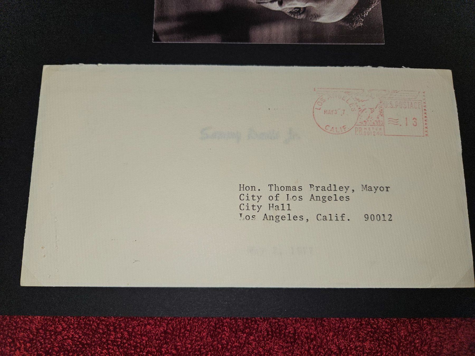 Autogramme: Sammy Davis Jr. Brief, handsigniert m. Couvert Calif. 1977 – Gebraucht aus Gunzwil von Charro03 1
