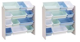 2 x Regale für Kinderspiele, mit Modulboxen