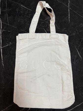 Gucci Stofftasche / Shopper – Weiss mit Logo
