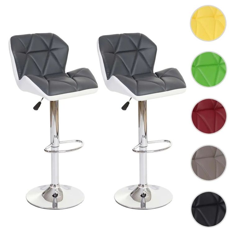 2er-Set Barhocker, höhenverstellbar Kunstleder 4