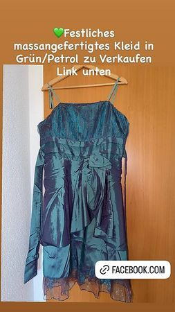 Festliches massangefertigtes Kleid Grün/Petrol - 1x getragen