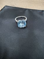 Ring Weissgold 18k mit blauem Stein Grösse 53