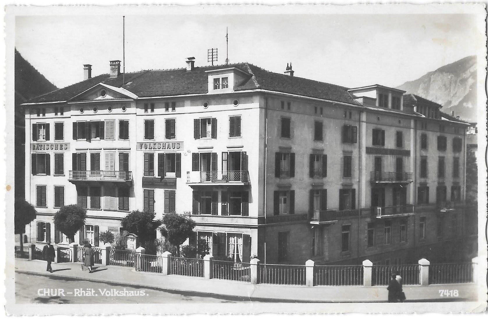 Cartoline postali: Chur Rhätisches Volkshaus – Usato da Olten venduto da clotaldi