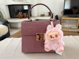 Sac en cuir rose imitation crocodile – Made in Italy
