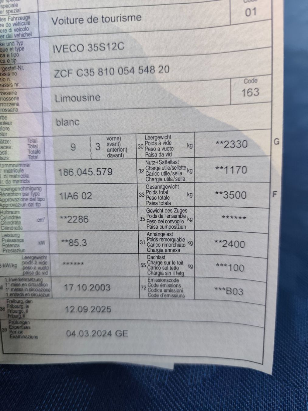 Iveco Veicoli commerciali: Iveco 9 places 35S12C – Usato da Vaulruz venduto da biftuning 5