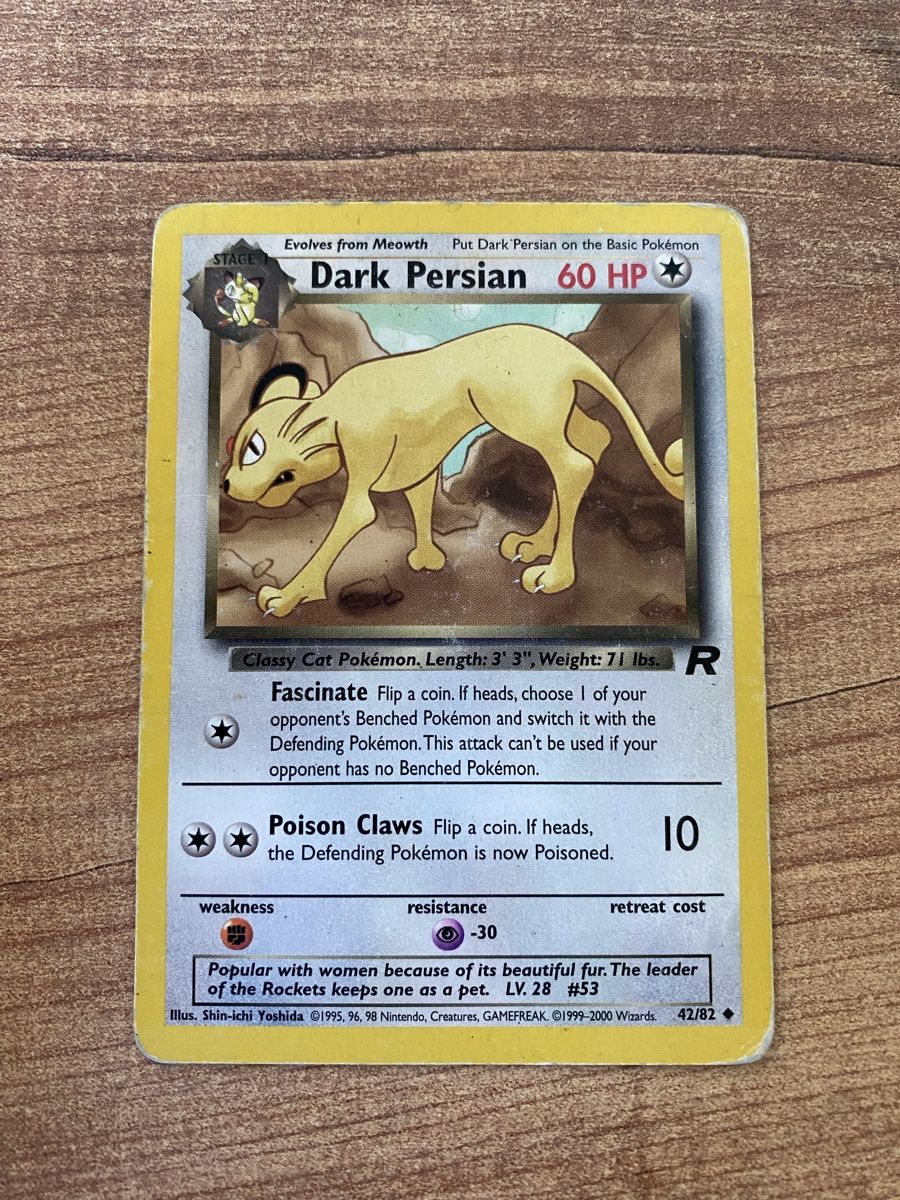 Pokémon Carte collezionabili: 2000 Pokemon Card Dark Persian 42/82 – Usato da Rossemaison venduto da Carduelis