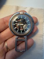 Swatch Watch pop up Silver Black Skeleton Used