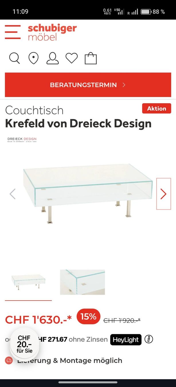 Tische: Glastisch mit vier Beinen – Gebraucht aus Adligenswil von ser_6mpq 6