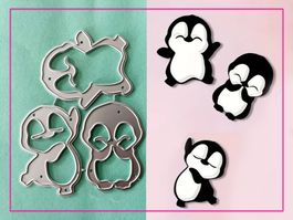 3 süsse Pinguine - Stanzschablone