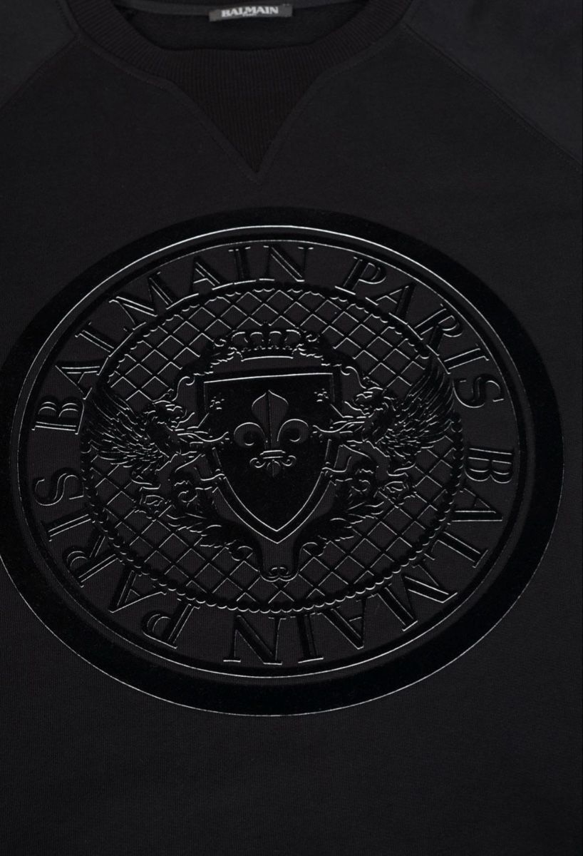 Balmain Maglioni & Felpe: Balmain Flocked Coin Crest Logo Sweatshirt Pulli Black – Usato da Münchenstein venduto da B771 4