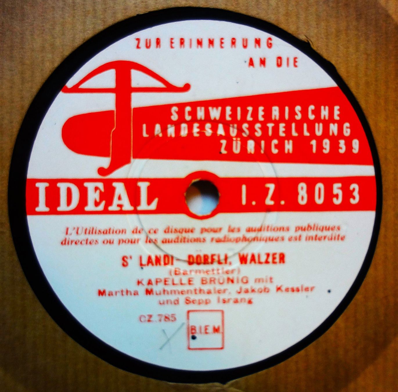 Dischi in vinile: Schöne LANDI Schellackplatte mit Original Textblatt – Usato da Hemishofen venduto da Phonomandy 1