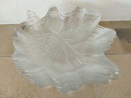 6 Dessertschalen Blatt Design Glas klar sehr guter Zustand