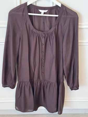 Blouse élégante marron chocolat - Taille S, parfaite!