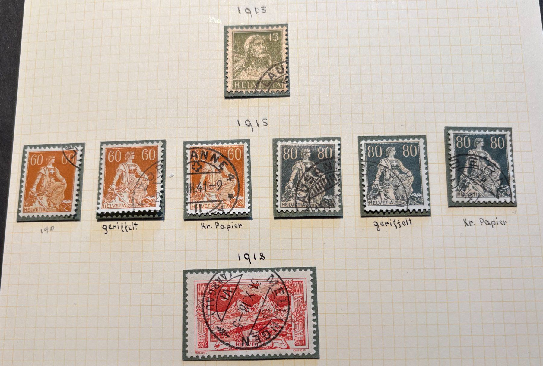 Tutti i francobolli: LOT SCHWEIZER BRIEFMARKEN 1915-1918 – Usato da Ostermundigen venduto da Heavenmaus75 2