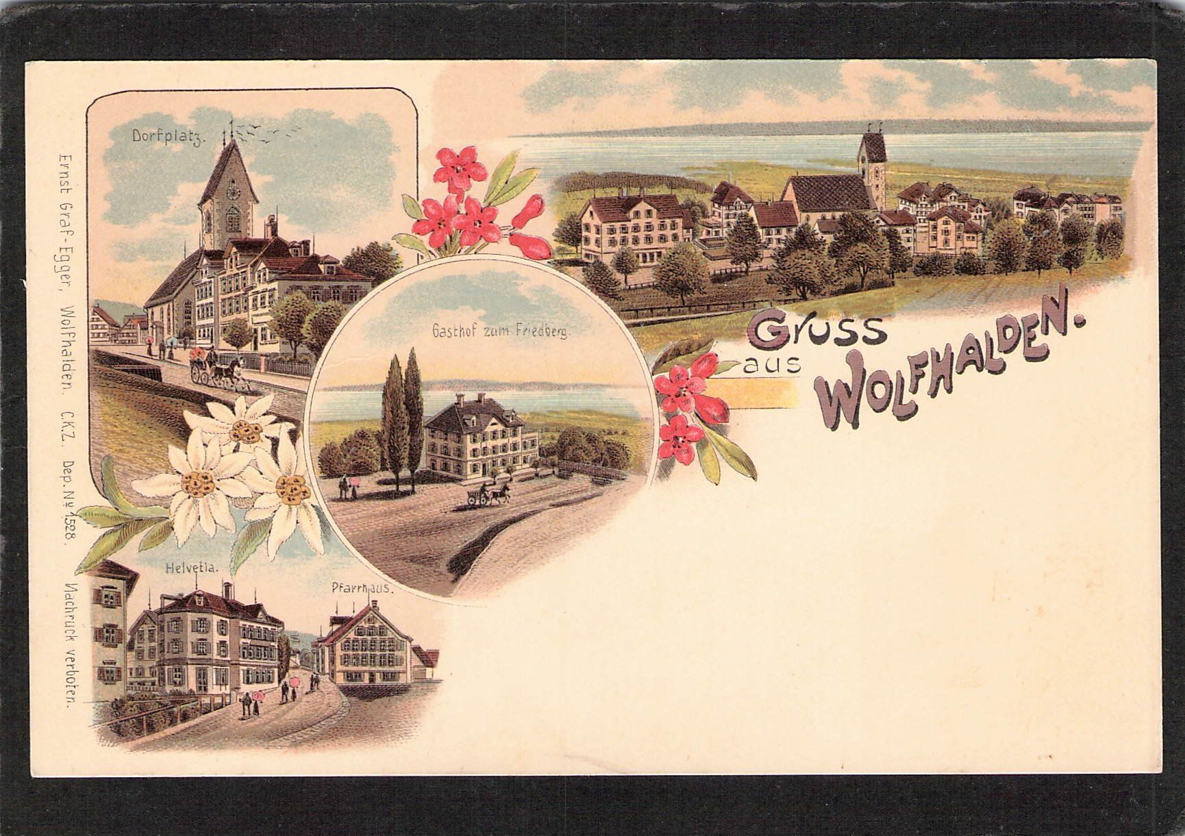 Ansichtskarten: Lithografie: Gruss aus Wolfhalden AR – Gebraucht aus Reichenburg von Pipo-67