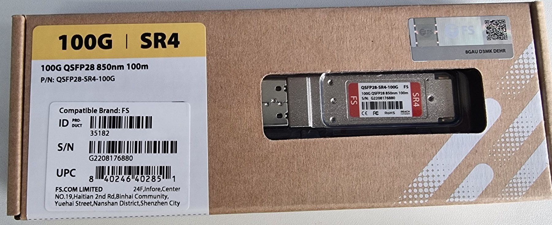 Unità & Adattatore: FS 100G QSFP28 Modul / Optical Transceiver – Nuovo e nell'imballaggio originale da Ruggell venduto da ONLINE-2-ME 1