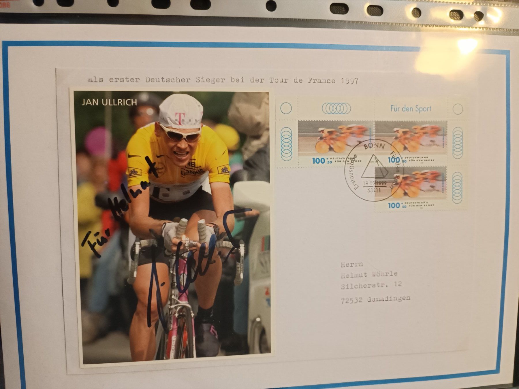 Autografi: Jan Ullrich - handsigniert & Sonderstempel – Usato da Menziken venduto da Artographs 1