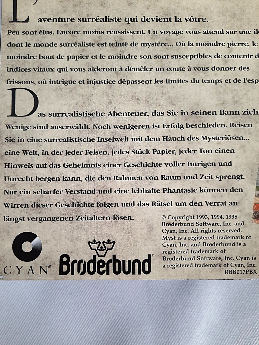 Spiele: BRODERBUND "MYST" – Gebraucht aus Beinwil am See von Restwert_Beinwil 2