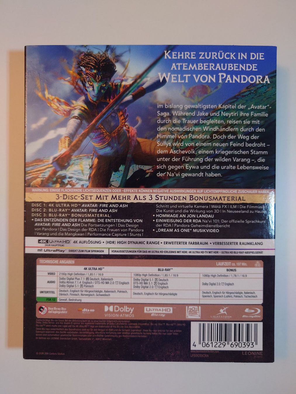 Alle DVDs: Avatar 3 Fire and Ash 4K UHD Blu-Ray – Gebraucht aus Kaiseraugst von flo_ydd2 1