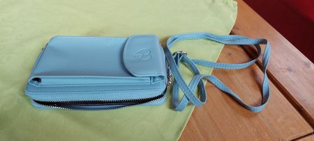 Blaue Damen Handtasche Portemonnaie mit Tragband