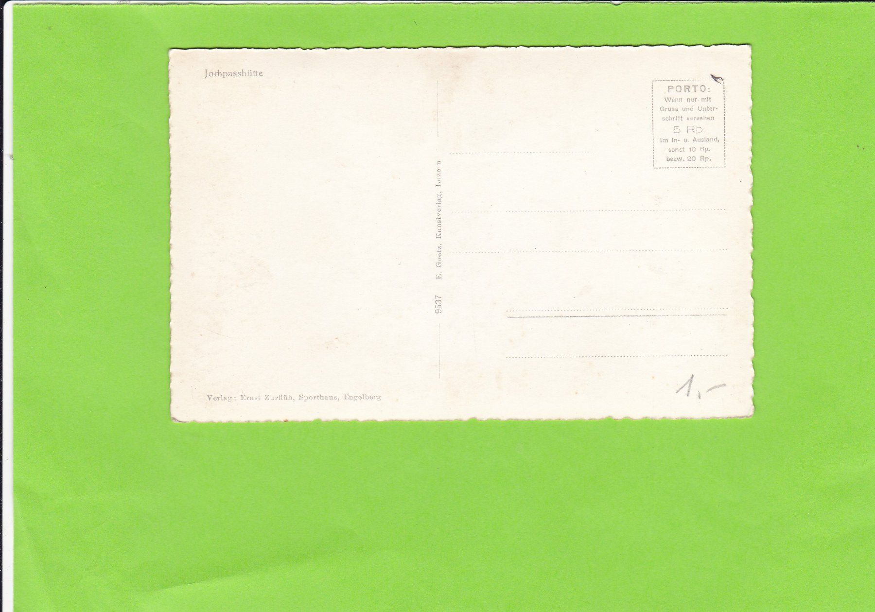 Cartoline postali: Jochpasshütte – Usato da St. Peterzell venduto da neckertal 1