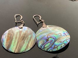 Boucles d’oreilles fantaisie argent et Nacre