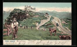 AK Rigi-Kulm, Ortsansicht mit Almbauern