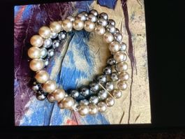 Perlenarmband, dreireihig, vintage Stil, chic, neuwertig