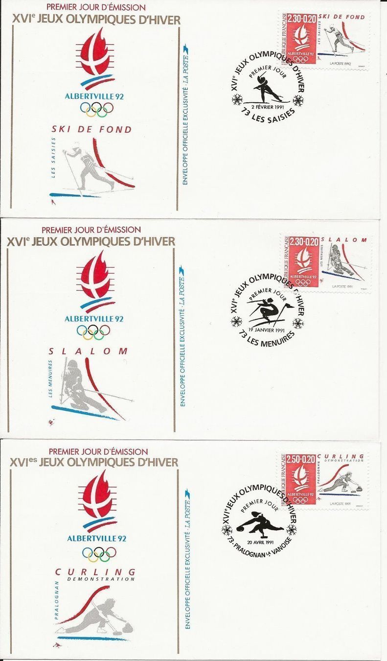 Alle Briefmarken: FDC Albertville 1992 9 différentes FR – Neu (gemäss Beschreibung) aus Sion von PierreP01 1