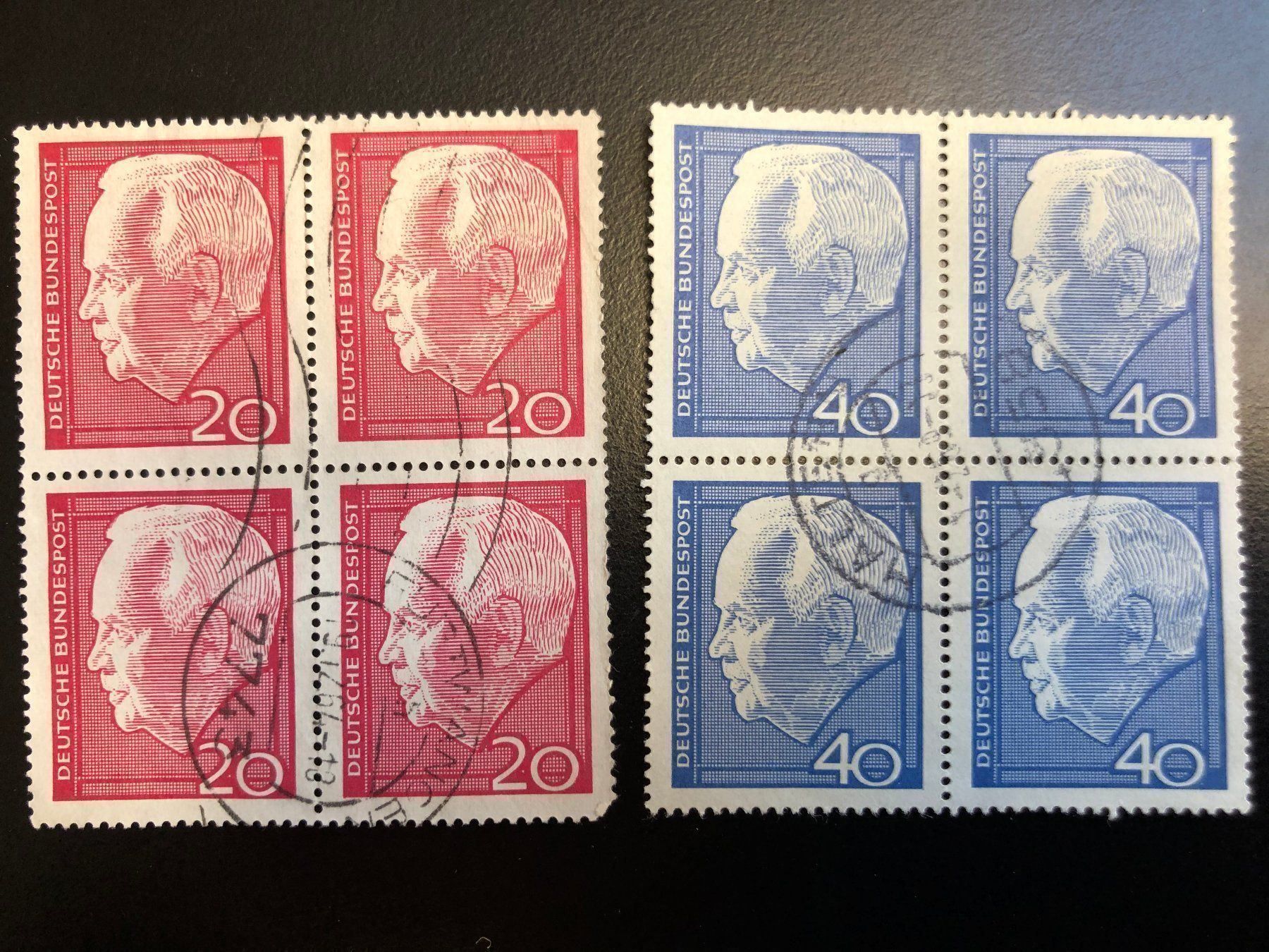 Tutti i francobolli: 4 blocs de 4 oblitérés RFA 1964/1970 – Usato da Charmey (Gruyère) venduto da Rolando6 1