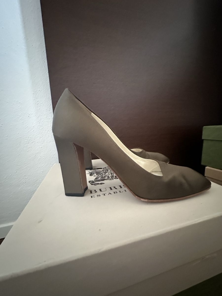 Prada Damenschuhe: Prada Satin Pumps Grün Gr. 39 , Blockabsatz – Gebraucht aus Jonen von dibbern 1