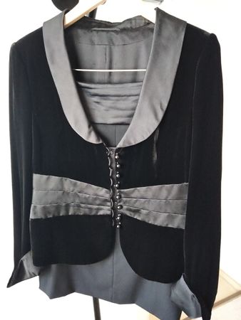 Samt Satin Abend Smoking Jacke mit Rock Gr 40