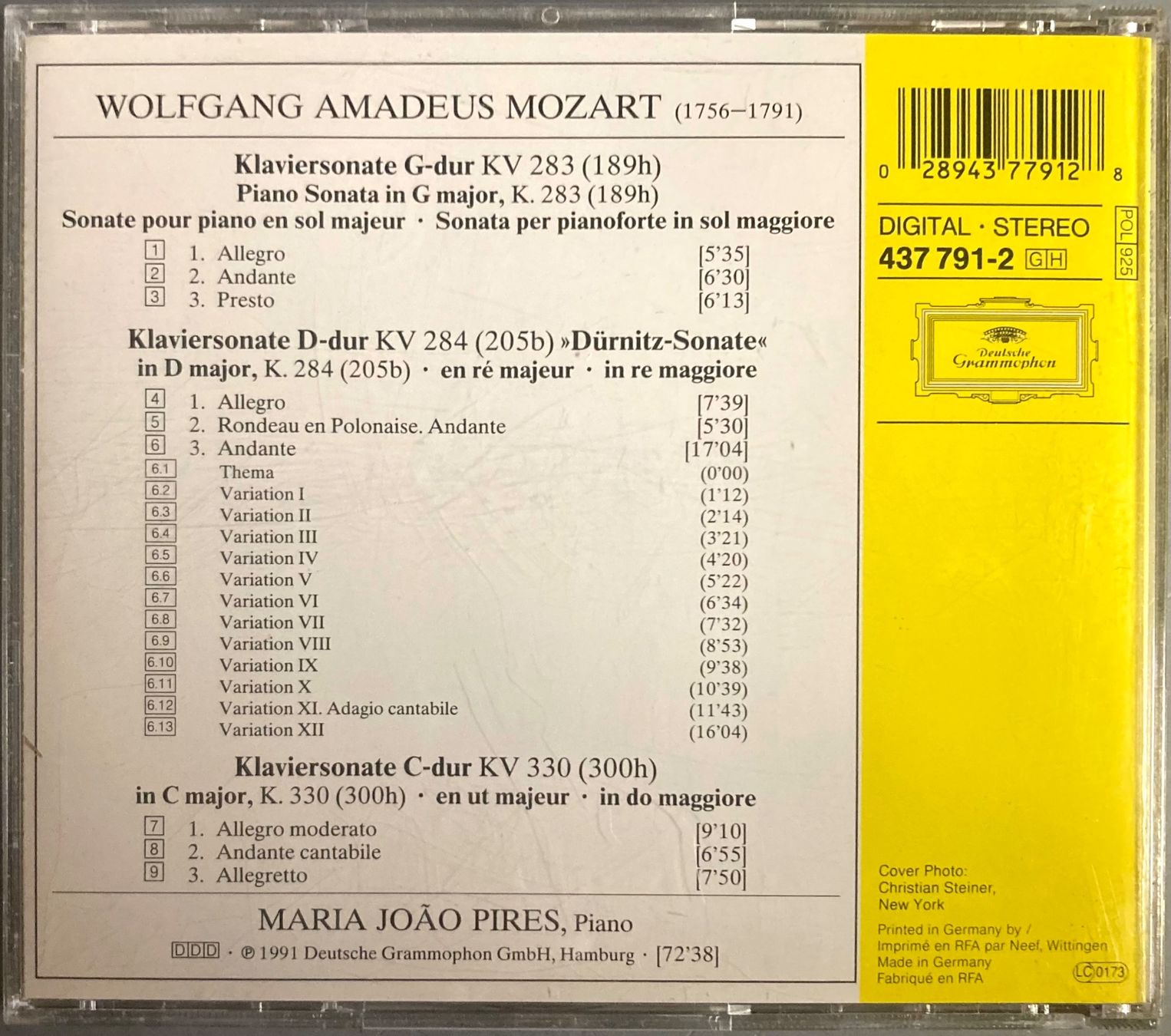 CD: MOZART..... - KLAVIERSONATEN..... – Usato da Poliez-Pittet venduto da Newtown-Records 1