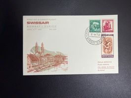 Swissair Erstflugbrief Bombay-Zürich 1970