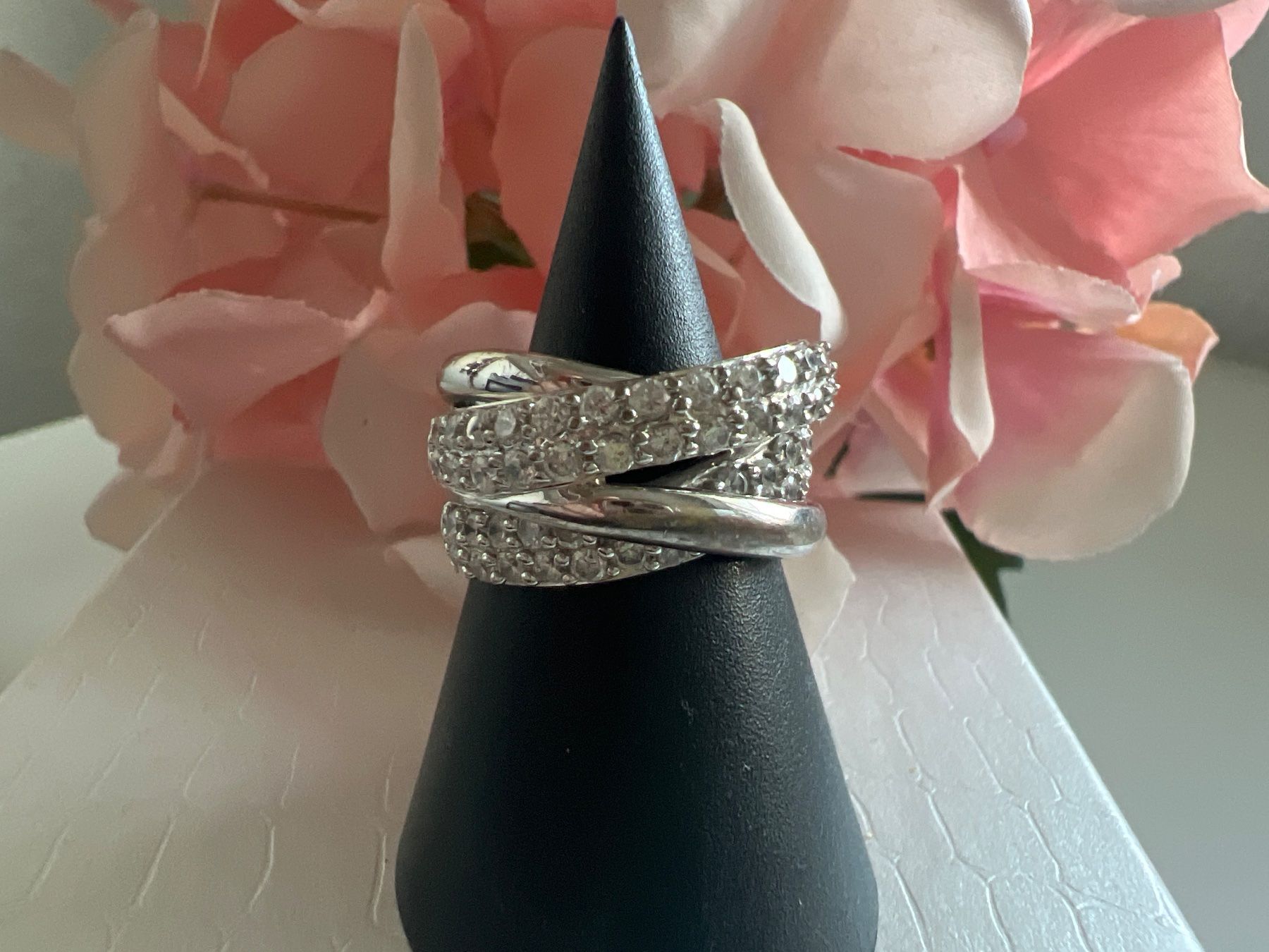 Anelli: Silberring 925 besetzt mit kleinen Steinchen – Usato da Seon venduto da Sunny-Schmuck78 1