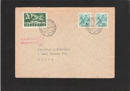 Beleg Flugmarke u. Freimarken ,Stempel FIS Rennen Engelberg