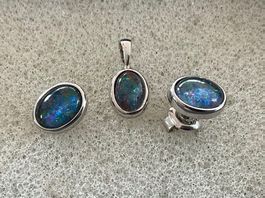 Blackopal Schmuck Set, Silber 925, Ohrstecker und Anhänger ✨