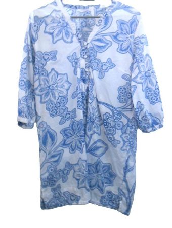 ca Gr. 44 s. Masse leichte Tunika blau weiss Baumwolle