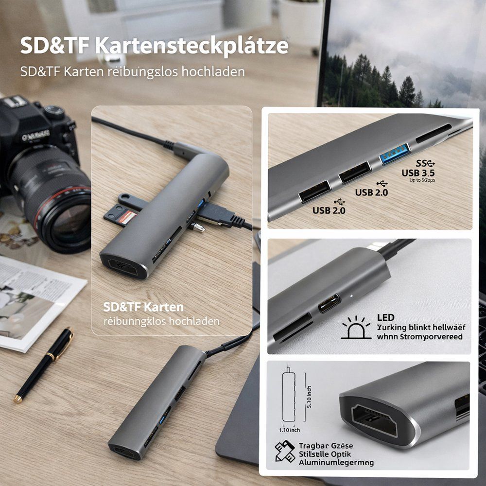 Hubs & Switches: USB HUB HDMI iPad C SD TF Pc Macbook PD Surface – Neu und originalverpackt aus Chiasso von online.shop 4